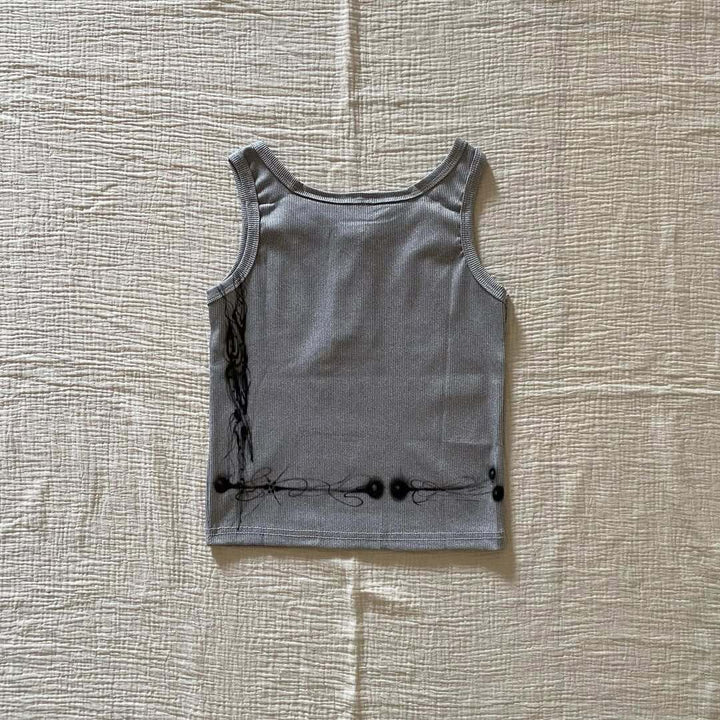 Damen körperbetontes Tanktop mit kreativem Grafikdruck Drune