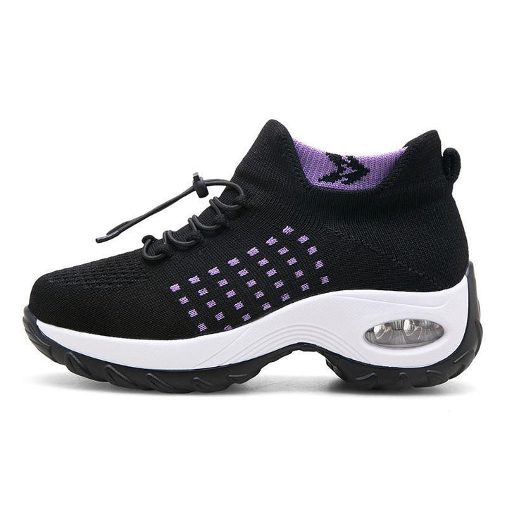 Damen nan leichte atmungsaktive Strick-Sneaker mit Luftkissen und hohem Sockenkragen Drune