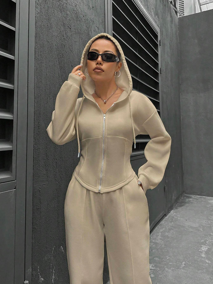 Damen modischer Zip-Hoodie mit tailliertem Schnitt Drune