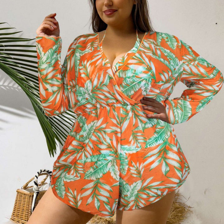 Damen Strandüberwurf mit floralem Print und tiefem V-Ausschnitt Drune