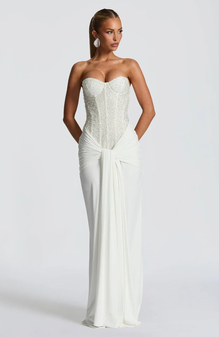 Damen Strapless Glamour- Abendkleid mit drapierter Taille Drune