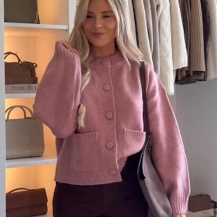 Damen lässige Strickjacke mit Knopfdetails und bequemem Schnitt Drune