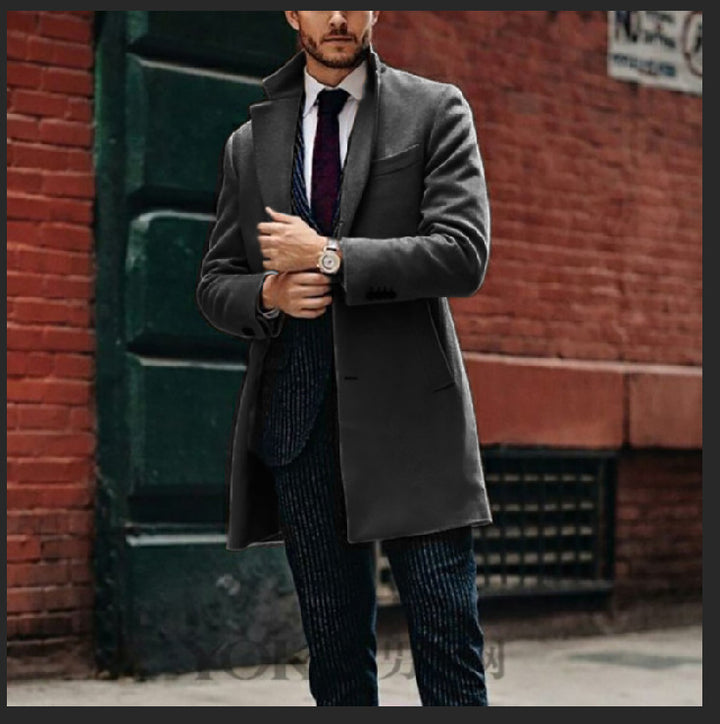 Herren eleganter Wollmantel mit schickem Revers und praktischen Eingrifftaschen Drune