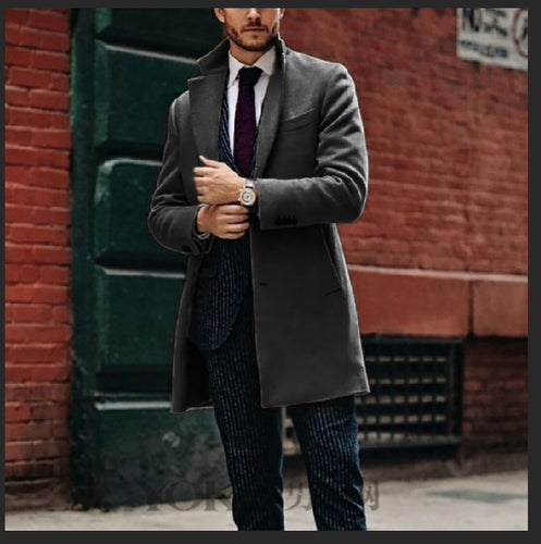 Herren eleganter Wollmantel mit schickem Revers und praktischen Eingrifftaschen Drune