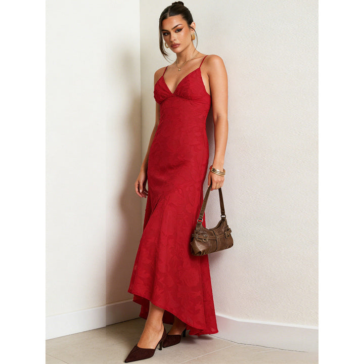 Damen Elegantes Maxi-Kleid mit raffiniertem Spitzenmuster und fließendem Rockteil Drune
