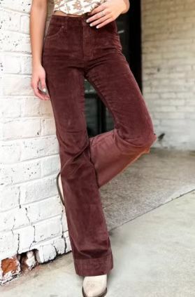 Damen Flared Jeans mit vertikalen Streifen und hohem Bund Drune