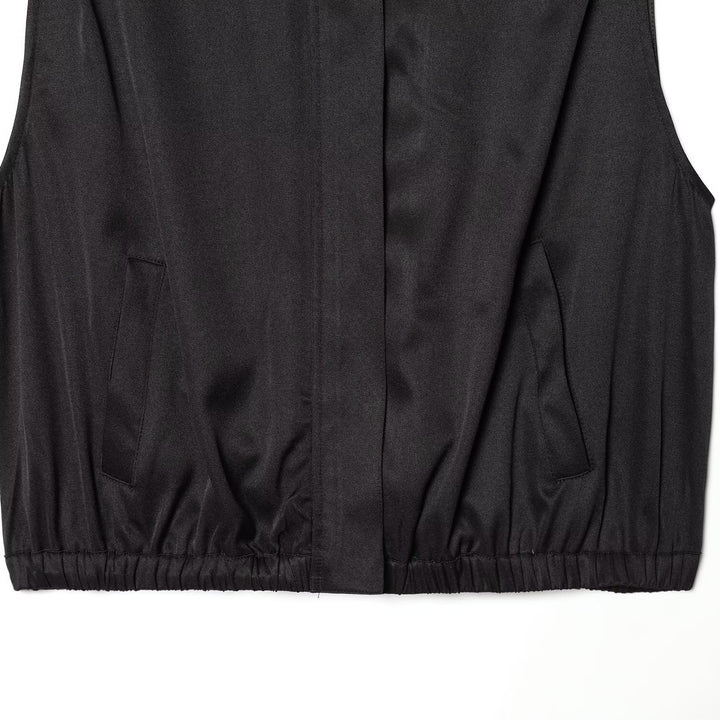 Damen ärmellose Utility-Weste mit seitlichen Taschen und elastischem Bund Drune