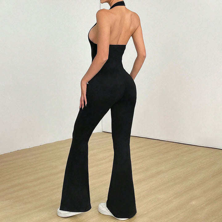 Damen Jumpsuit mit tiefem V-Ausschnitt und weit geschnittenem Bein Drune