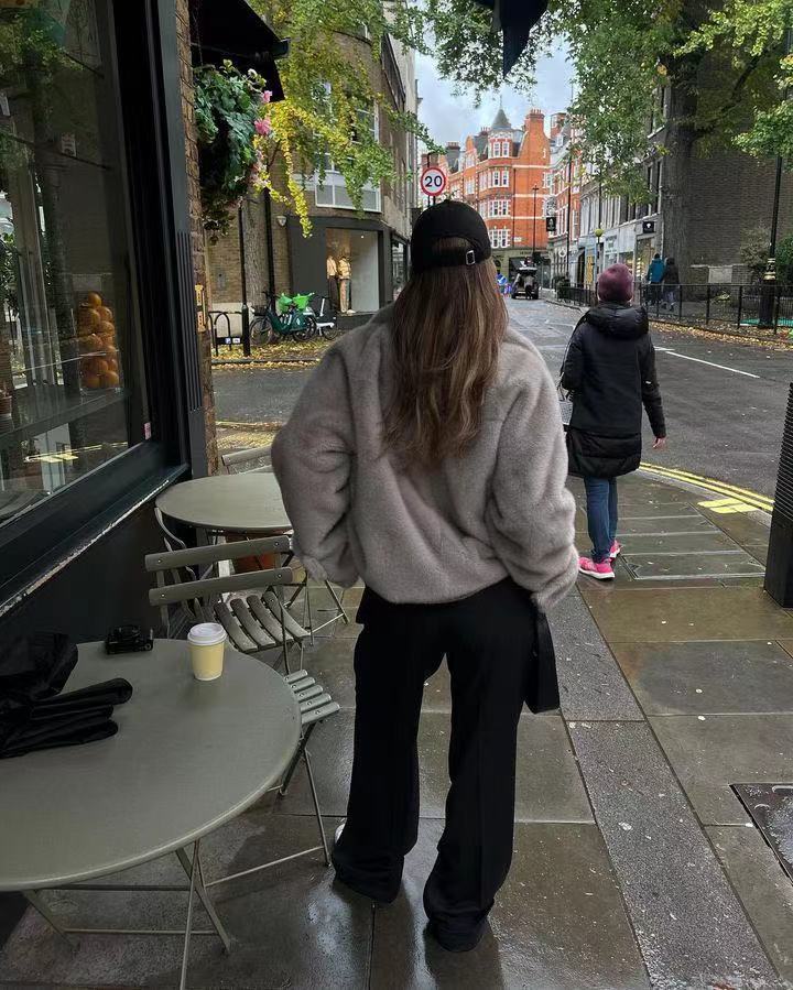 Damen Plüschjacke mit luxuriösem Oversized-Schnitt Drune