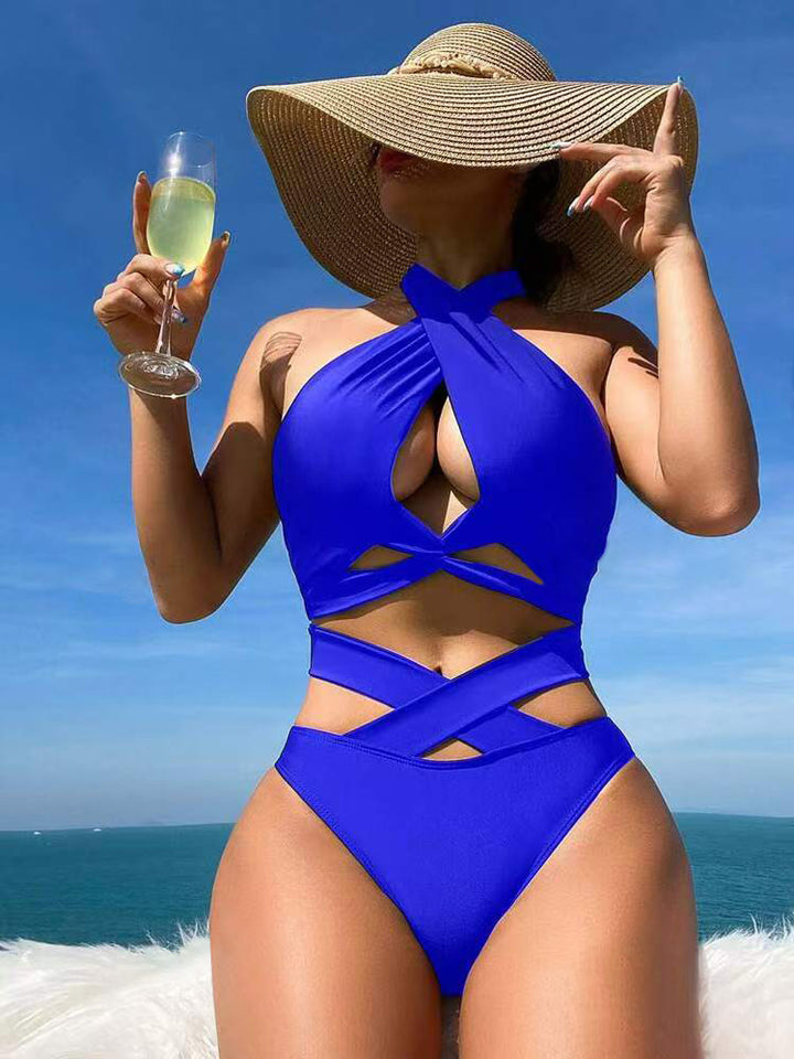 Damen Hochgeschnittener Einteiler-Badeanzug mit eleganten Cut-Outs
