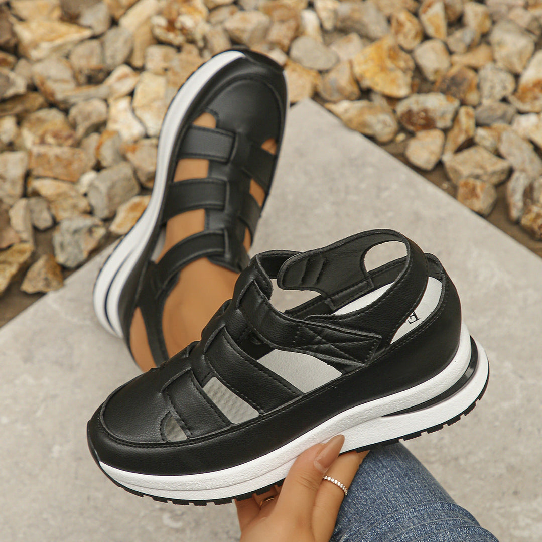 Damen bequeme Plattform-Sandalen mit atmungsaktiver Obermaterialstruktur und verstellbarem Riemendesign Drune