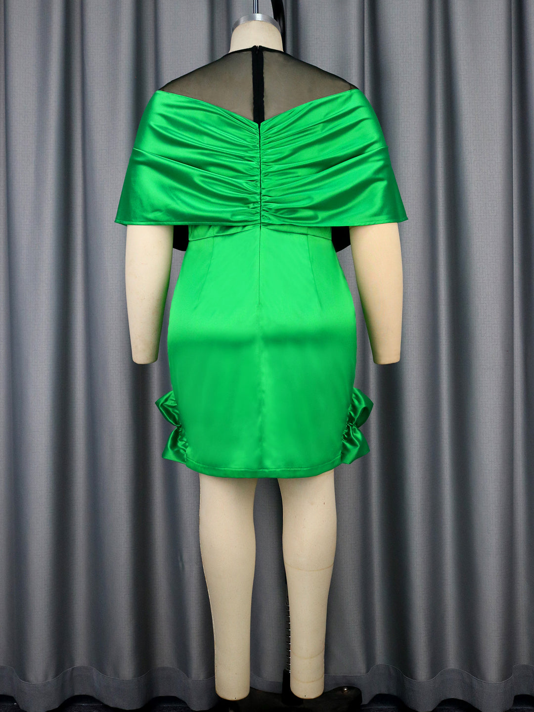 Damen elegantes Kleid mit asymmetrischem Volant und Rüschenabschluss Drune