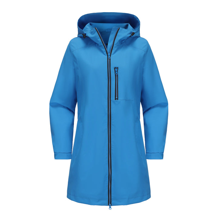 Damen modische Regenjacke mit Kapuze und praktischen Taschen Drune