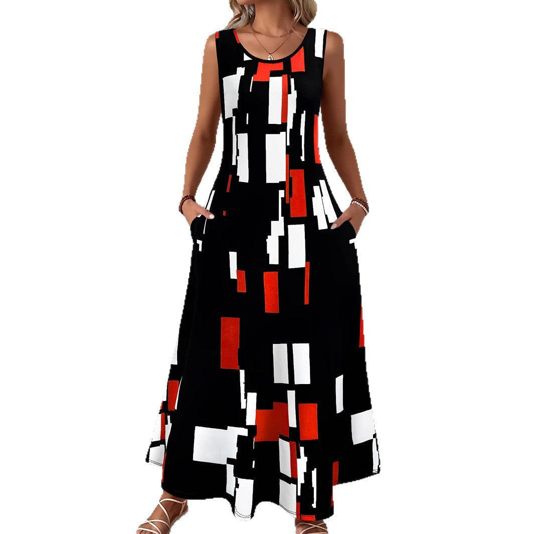 Damen Maxikleid mit buntem Grafikdesign Drune