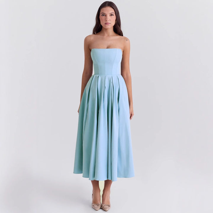 Damen Abendkleid mit Herz-Ausschnitt und schwingendem Rock Drune