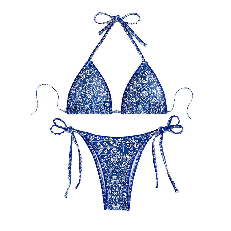 Damen Bikini-Set mit eleganten Bindebändern und trendigem Muster Drune