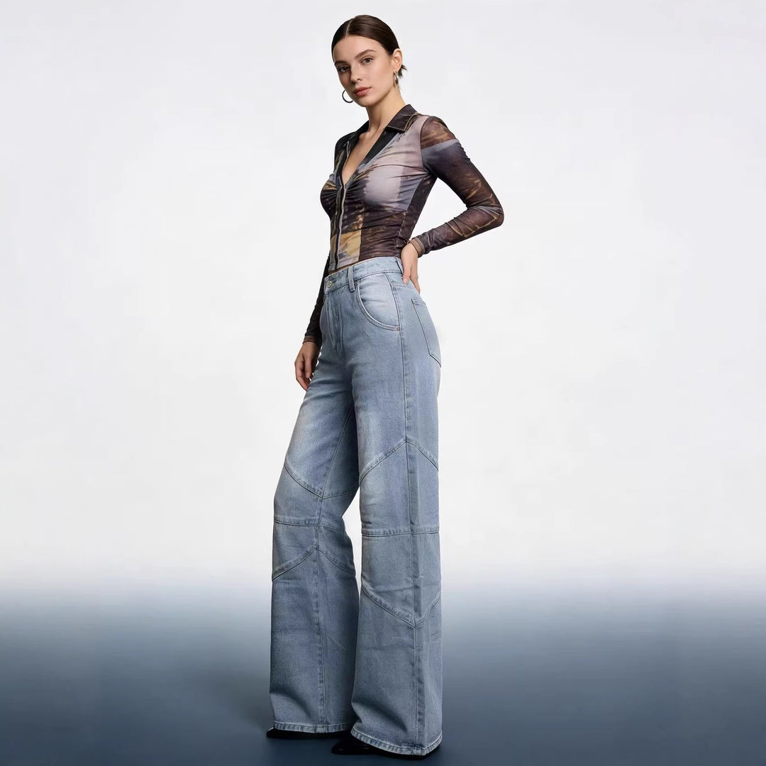Damen Weit geschnittene Jeans mit einzigartigen Nahtdetails Drune