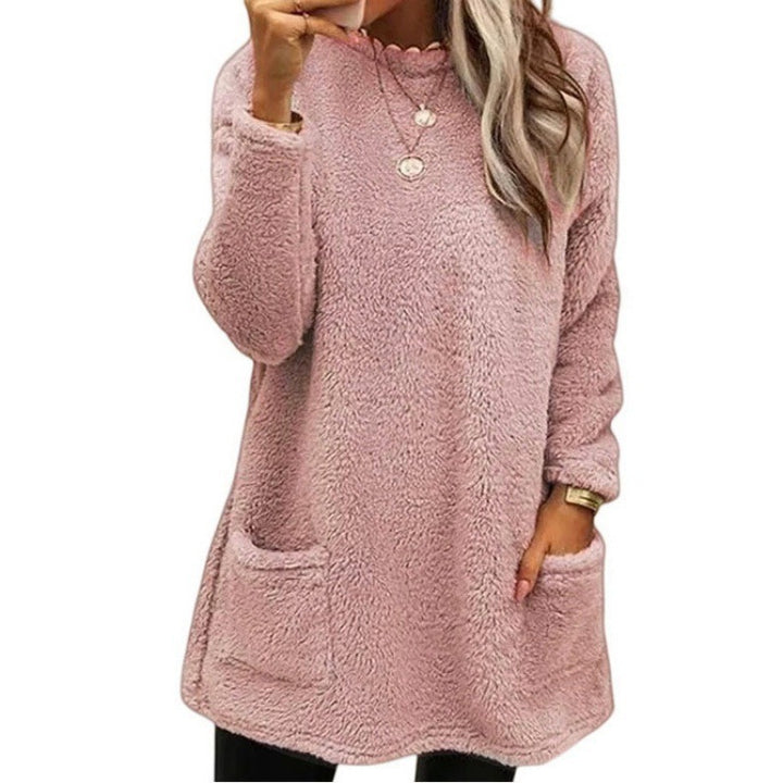 Damen Kuscheliger Fleece-Pullover mit weitem Schnitt und praktischen Taschen Drune