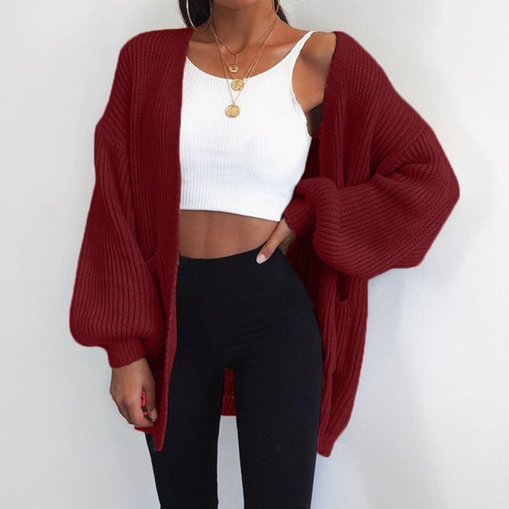 Damen Grobstrick-Cardigan mit oversized Ärmeln und praktischen Taschen Drune