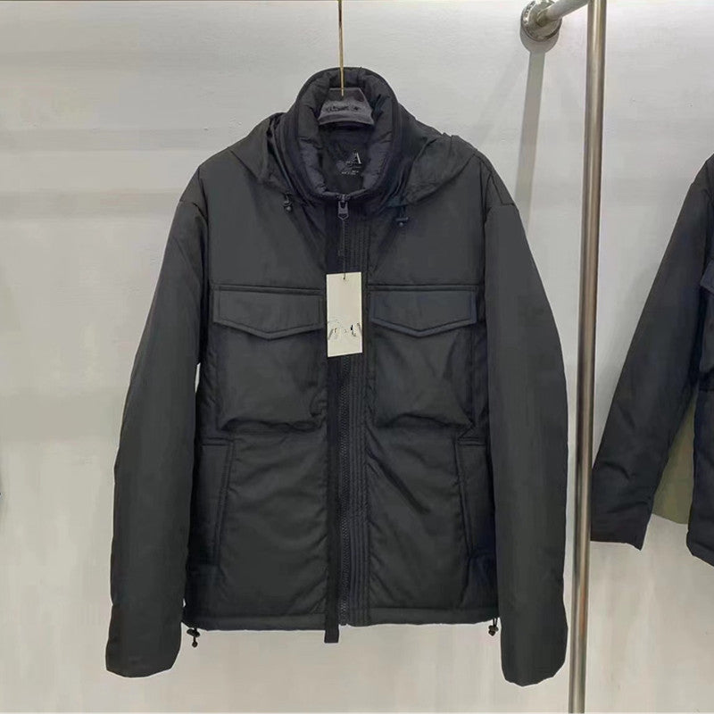 Herren lässige Outdoorjacke mit abnehmbarer Kapuze und großzügigen Taschen Drune