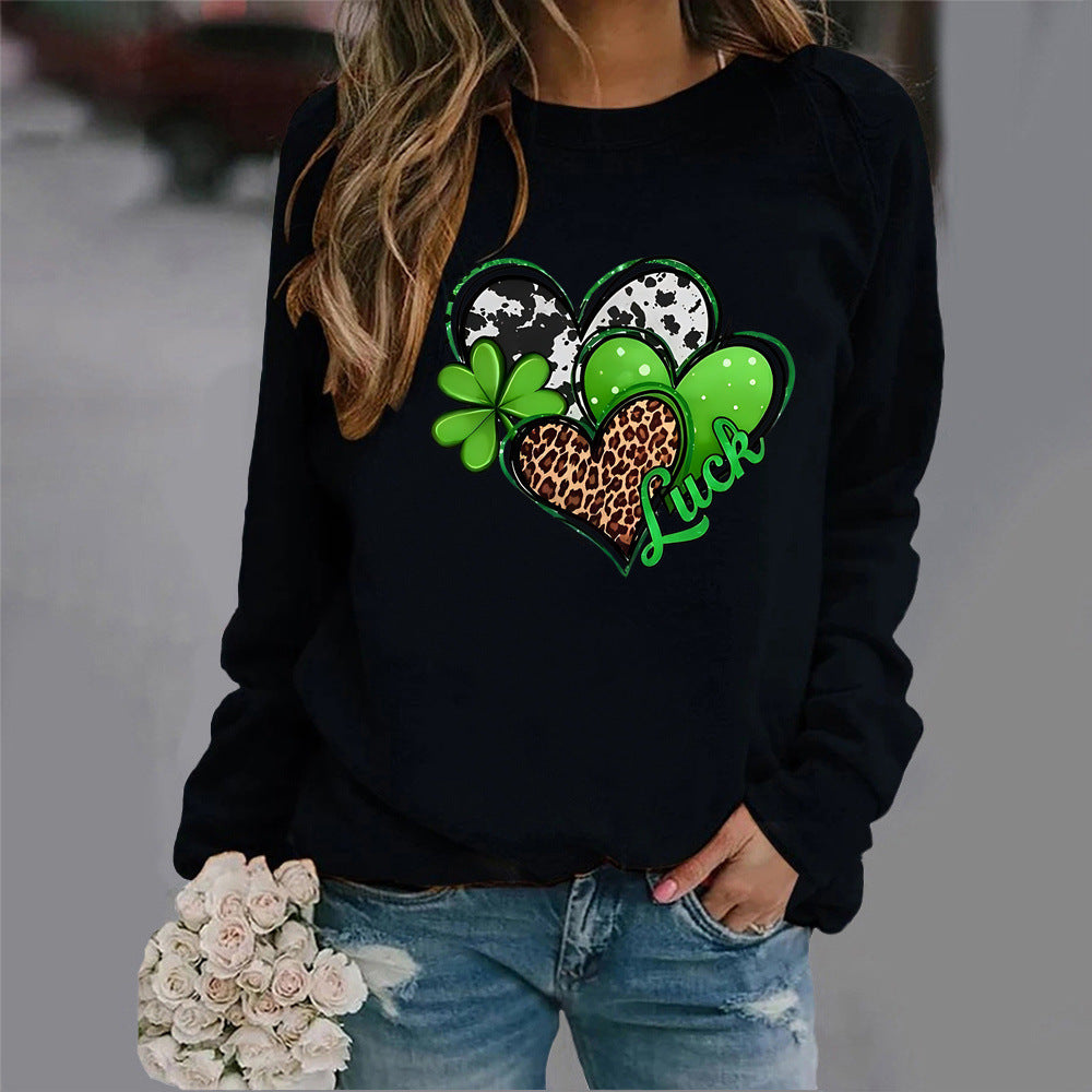 Damen Sweatshirt mit kreativem Herzdesign und auffälligem Motiv Drune