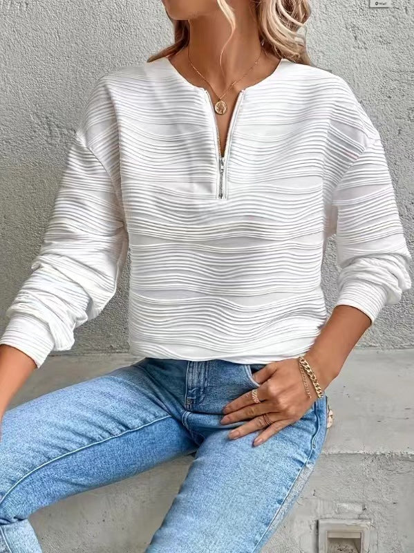 Damen Moderner Sweatshirt mit Halbreißverschluss und strukturiertem Design Drune