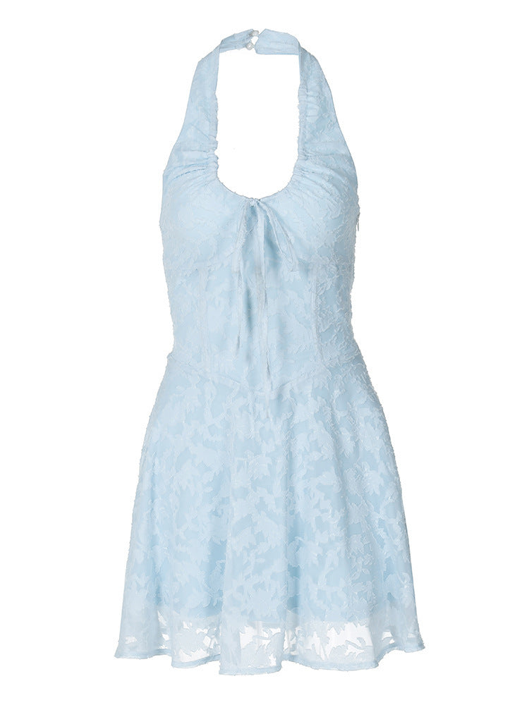Damen Verspielt romantisches Boho-Kleid mit Spitze und halbem Hals Drune