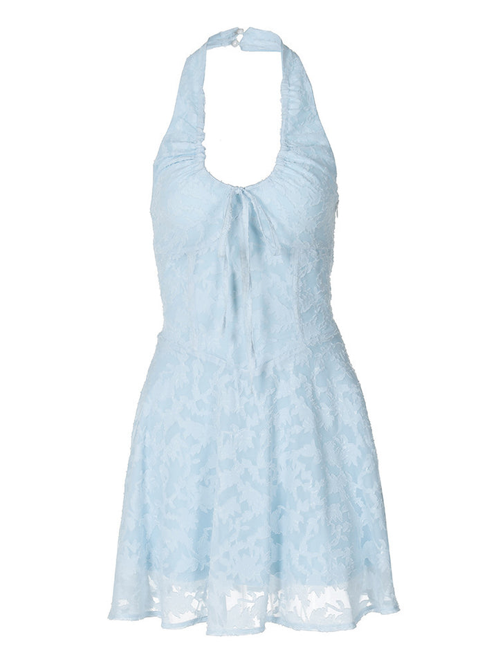 Damen Verspielt romantisches Boho-Kleid mit Spitze und halbem Hals Drune