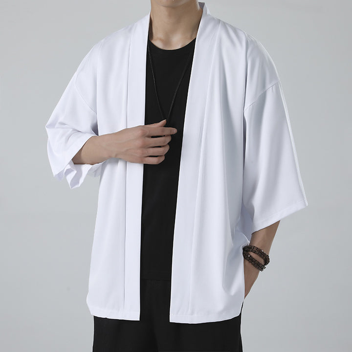 Herren nan kimonoartige Kurzjacke im Oversize-Stil mit offenem Schnitt und weichem Fall Drune