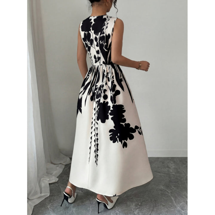 Damen Maxikleid mit floralem Design und taillierbarem Gürtel Drune