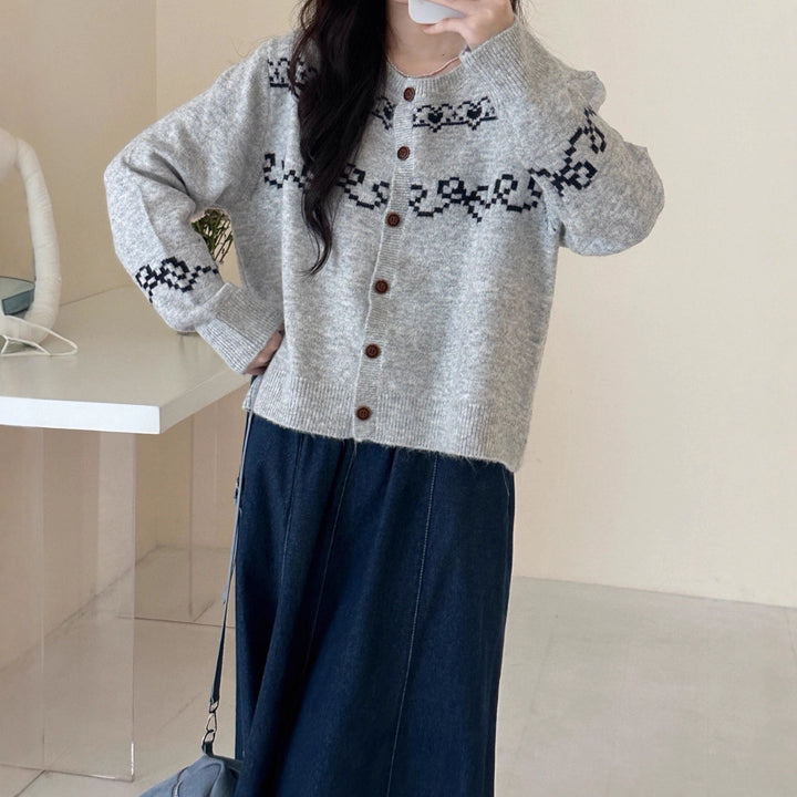 Damen Kuscheliger Strickcardigan mit einzigartigem Muster Drune