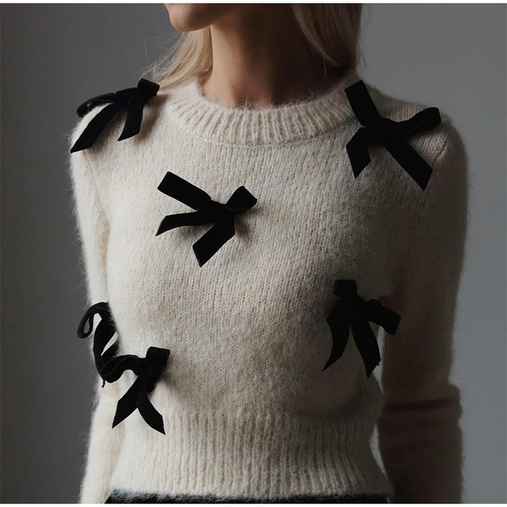 Damen Strickpullover mit verspielten Schleifendetails Drune
