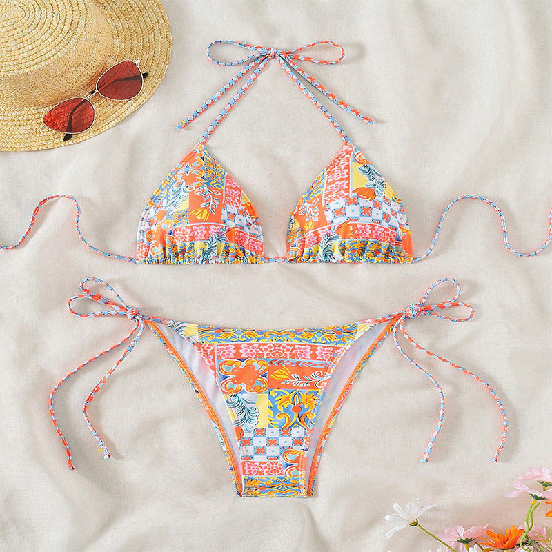 Damen Triangel-Bikini mit verspieltem Muster Drune