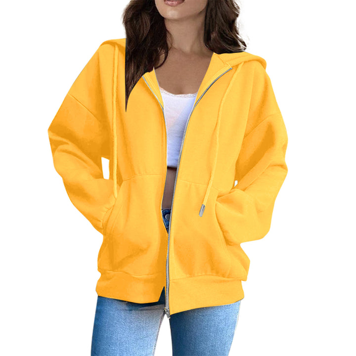 Damen Oversized Kapuzenjacke mit durchgehendem Reißverschluss und praktischen Taschen Drune