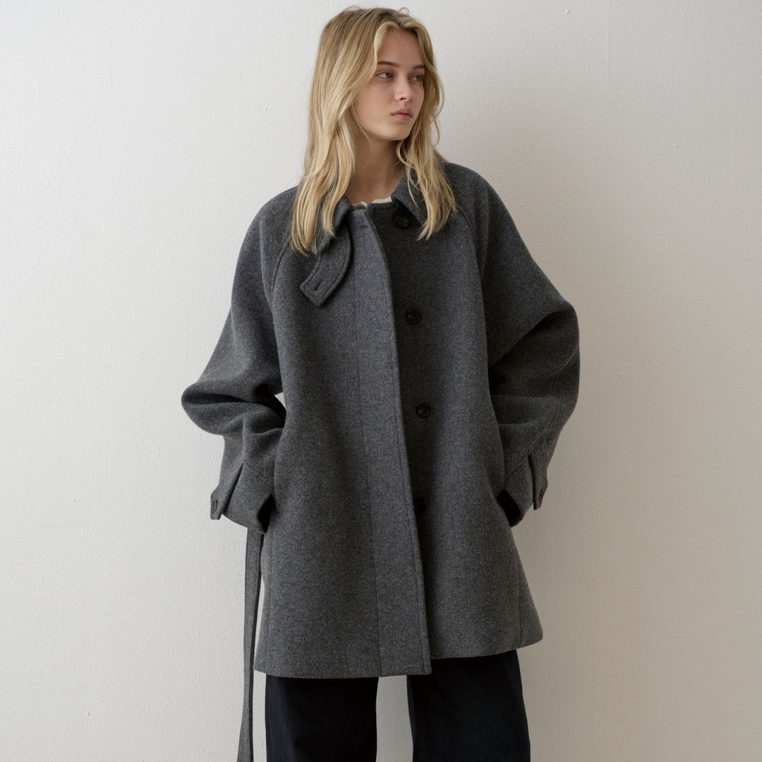 Damen gesteppter Wollmantel mit elegantem Kragen Drune