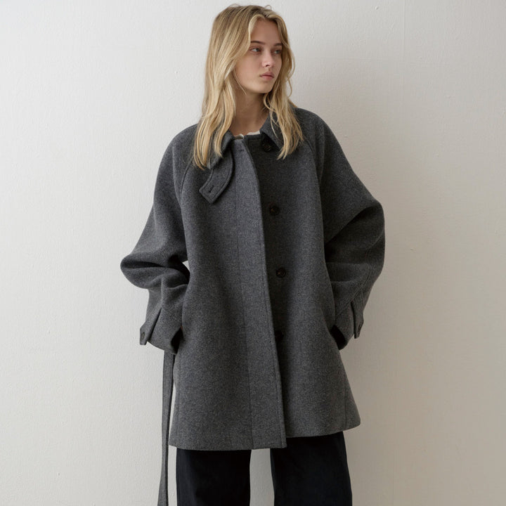 Damen gesteppter Wollmantel mit elegantem Kragen Drune