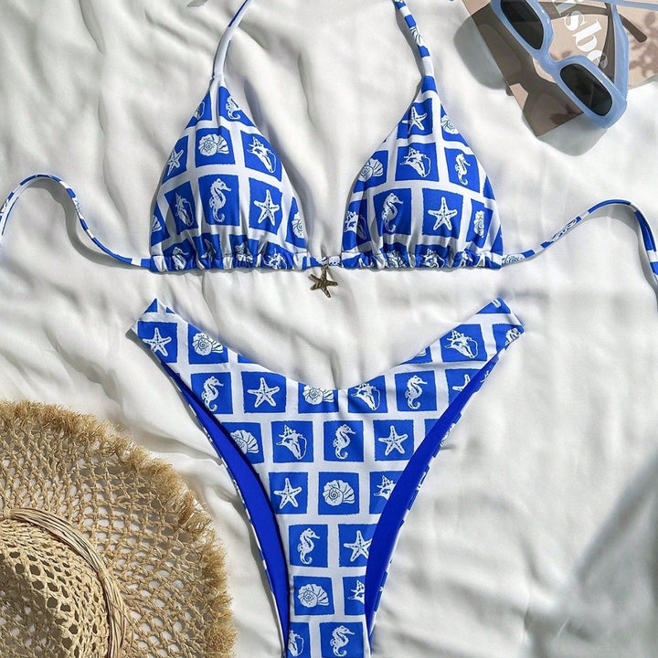Damen Triangel-Bikini mit maritime Motiven Drune
