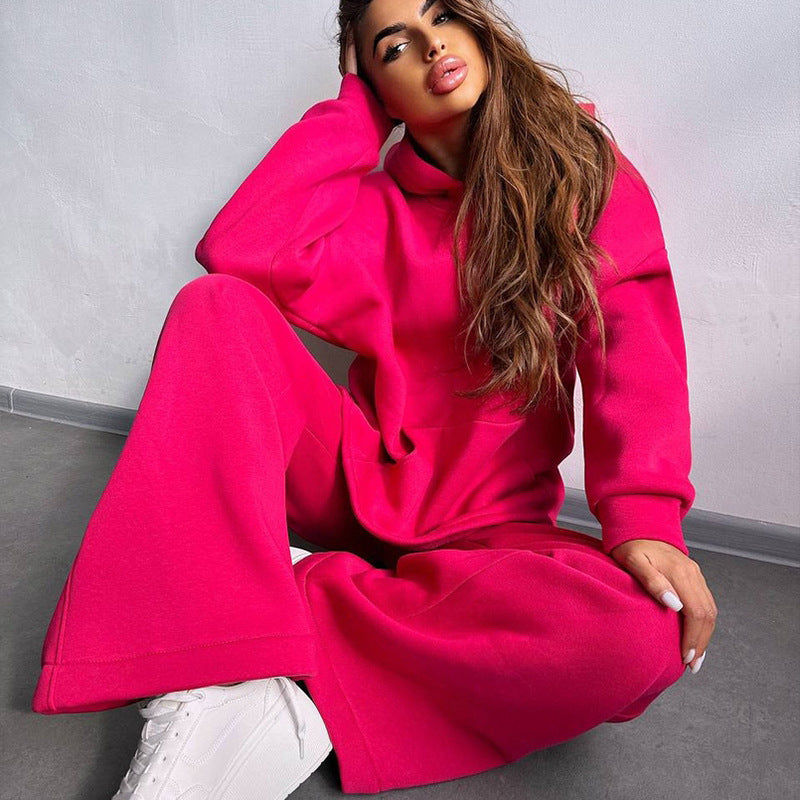 Damen Bequemer Kapuzenpullover mit weitem Schnitt und eleganten Flared-Hosen Drune