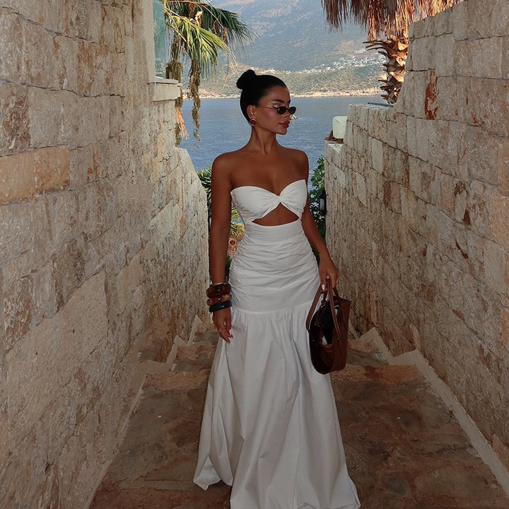 Damen Maxikleid mit Cut-Out-Design und voluminösem Rock Drune