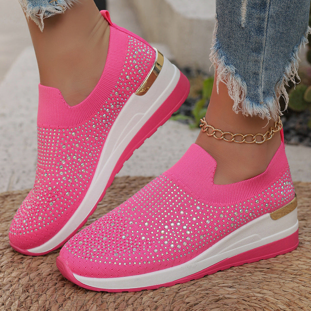 Damen Glitzernde Slip-On Sneakers mit bequemer und dämpfender Sohle Drune