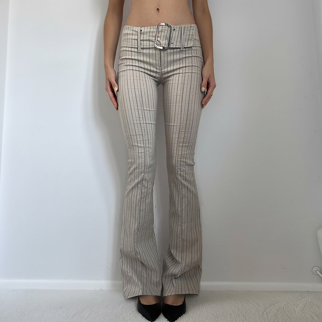 Damen Flared Hose mit eleganten Streifen und tailliertem Schnitt Drune