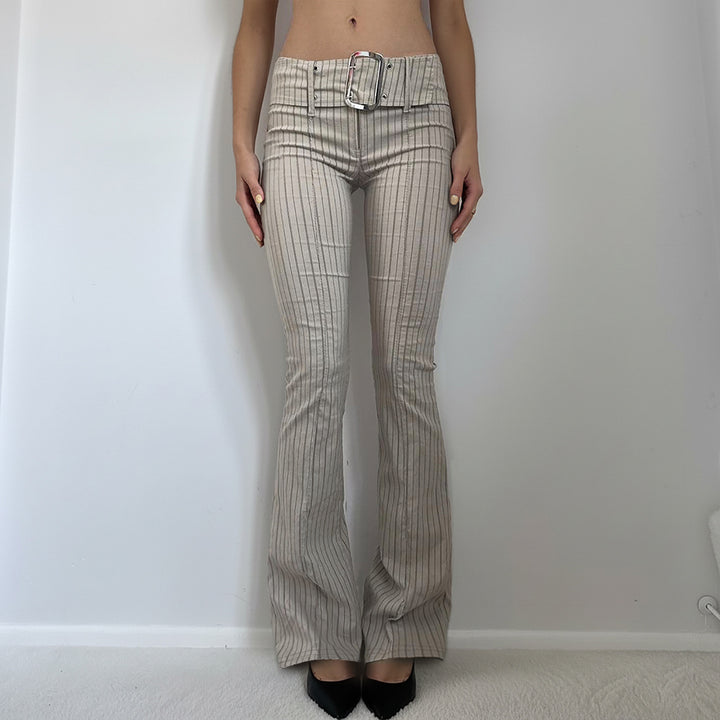 Damen Flared Hose mit eleganten Streifen und tailliertem Schnitt Drune