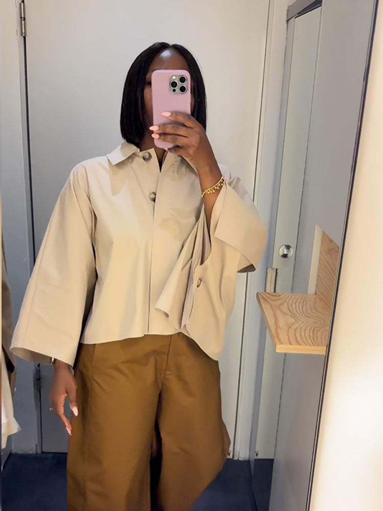 Damen Cropped Bluse mit voluminösen Ärmeln Drune
