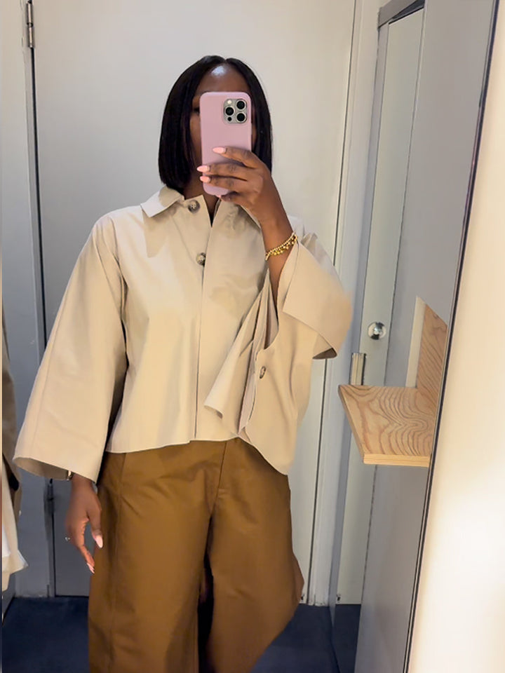Damen Cropped Bluse mit voluminösen Ärmeln Drune