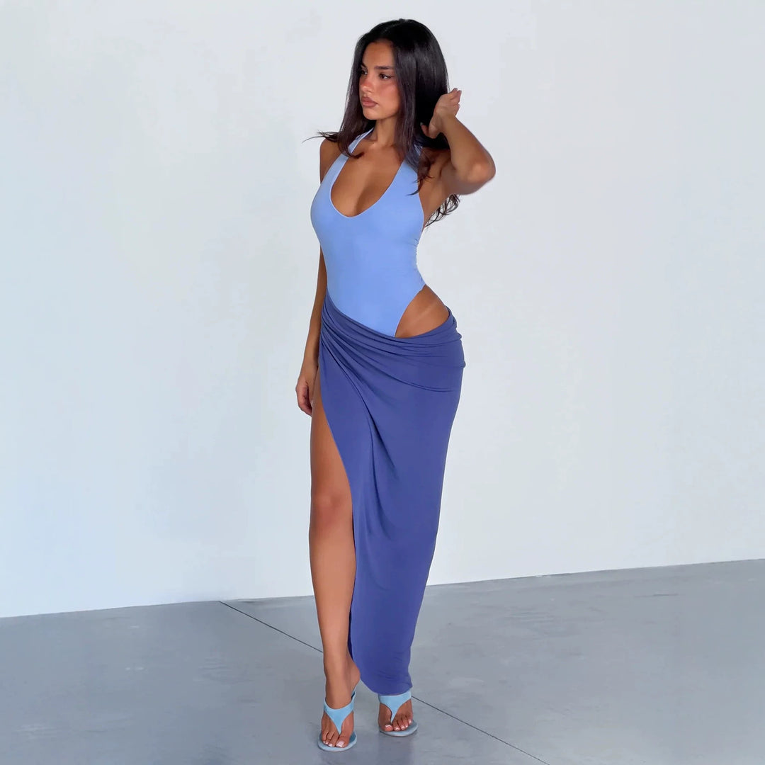 Damen Wickelkleid mit raffiniertem Halterneck Drune