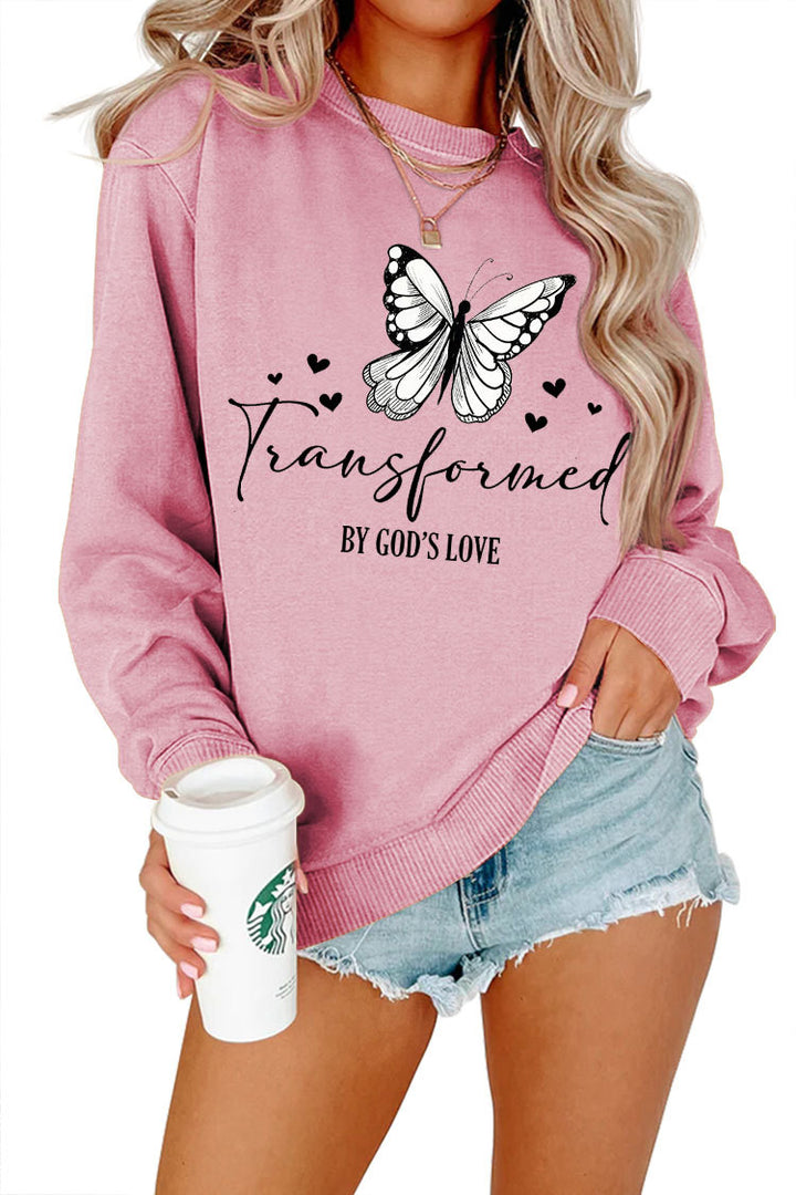 Damen Sweatshirt mit künstlerischem Schmetterlingsmotiv und inspirierendem Schriftzug Drune