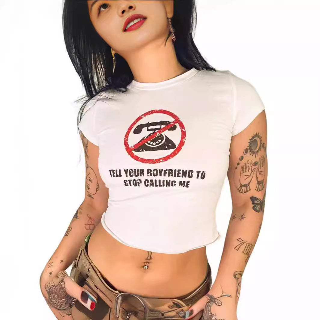 Damen Crop-T-Shirt mit Ihrem kreativen Spruch Drune