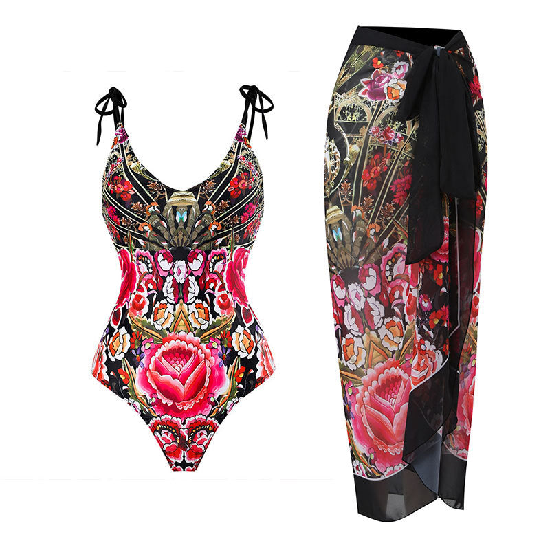 Damen Maxi-Rock mit elegantem Wickeldesign und floralem Muster Drune