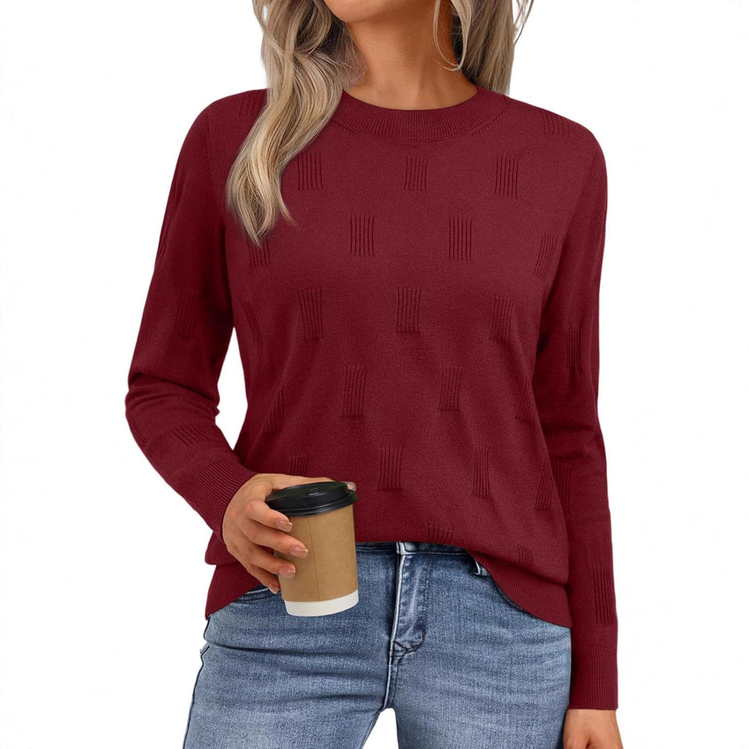 Damen Eleganter Strickpullover mit strukturiertem Muster Drune