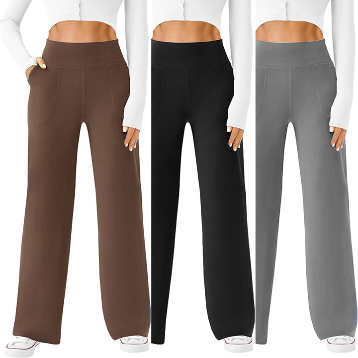 Damen bequeme Freizeithose mit seitlichen Taschen und elastischem Bund Drune